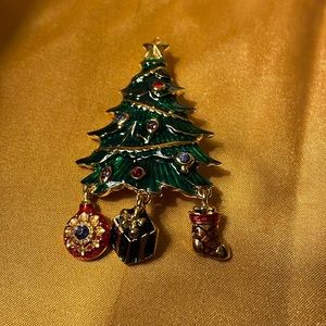 Rare Christopher Radko Christmas Tree Brooch